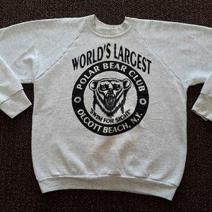 Vintage 80s Worlds Largest Polar Bear Club Fruit Of The Loom Crewneck Size XL